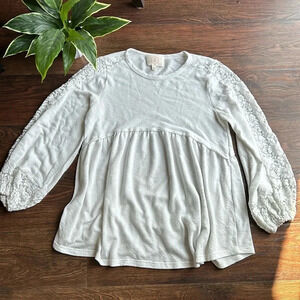 Anthropologie Ella Mara White Peplum Blouse | Anthropologie Blouse | Lace